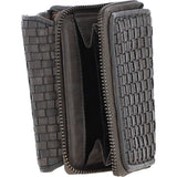 Vintage Woven Leather 7 Card Purse Dk Grey:  D-82