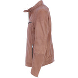Mens Real Leather Biker Jacket Camel: AWM-Lent
