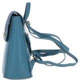 Ashwood Leather & Harris Tweed® Cloth Compact Backpack Teal/Navy: TW-65-16-TN