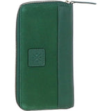 Ashwood 4 Card Zip Around Suede and Leather Purse Green: S-20