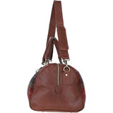 Ashwood Leather & Harris Tweed® Cloth Large Holdall Tan/Green/Red: TW-47-08-TR