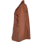Womens Single Breasted Leather Coat Cognac/app: ESMARALDA