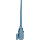 Leather Flap Shoulder Bag Avio Blue: Limerick