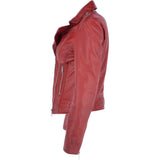 Twin Zip Fastening Leather Jacket Red: ESTIMO