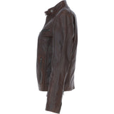 Leather Biker Jacket Aq Brown: G 2131