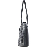Ashwood Leather & Harris Tweed® Cloth Genuine Leather Shoulder Bag Black/White: TW-23-012-BW