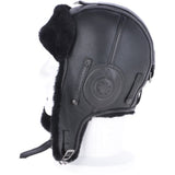 Classic Sheepskin Leather Pilot Hat Black: 041K