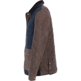 Ashwood Leather x Harris Tweed Men’s Diamond Quilted Stitch Details Casual Jacket Brown/Navy: TW-907-011-BN