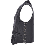 Men's Leather Embossed Laced Waistcoat Black: W/COAT SKULL