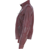 Leather Biker Style Jacket Burgundy : Awl-1201