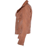 Twin Zip Fastening Leather Jacket  Cognac: ESTIMO