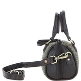 Ashwood Leather & Harris Tweed® Cloth X-Small Barrel Bag Brown/Green: TW-60-09-BG