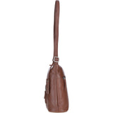 Practical Extending Pocket Leather Shoulder Bag Cognac: Donegal