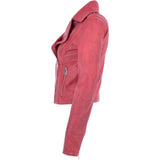 Short Leather Biker Jacket Raspberry: 6617