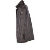 Mens Leather Coat With Detachable Collar Brown : Carl