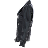 Ashwood Ladies Leather Longline Biker Jacket Black: LONG LINE BIKER
