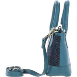 Ashwood Leather & Harris Tweed® Cloth Small Grab Bag Teal/Navy: TW-63-16-TN