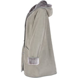 Womens Suede Sheepskin Hooded Coat Grey: KB-10285