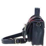 Ashwood Leather & Harris Tweed® Cloth Micro Satchel Bag with Twist Lock Navy/Pink:TW-36-06-NP