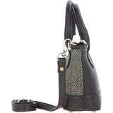 Ashwood Leather & Harris Tweed® Cloth Small Grab Bag Brown/Green: TW-63-09-BG