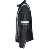 Men's Ashwood Leather Casual Jacket with Contrast Stripes Black: AWM-260