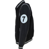 Ashwood Leather Men’s Wool and Leather Bomber Jacket with Striped Collar in Black: AWM-7