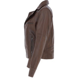 Ladies  Ashwood Leather Biker Jacket Brown: AWL-1991