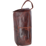 Vintage Leather Luxury Wash Bag With Tubular Mouth Opening Tan : Seb