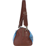 Ashwood Leather & Harris Tweed® Cloth Doctor Holdall Tan/LT Blue: TW-46-05-TB