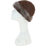 Ladies Luxury Leather And Sheepskin Hat Tobacco : KB-496