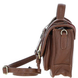 Ashwood Leather & Harris Tweed® Cloth Mini Satchel Bag with Twist Lock Tan/Red: TW-32-08-TR