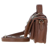 Ashwood Leather & Harris Tweed® Cloth Micro Satchel Bag with Twist Lock Tan/McLoad:TW-36-02-TM