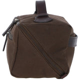 Fenland Canvas & Leather Wash Bag Brandy/green: FEN-759