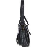 Executive Leather Laptop Bag with Buckle Pockets Black: TL-008