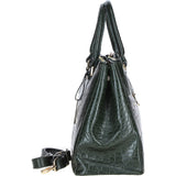 Three Sections Veggie Tanned Leather Bag Green/croc: DM3