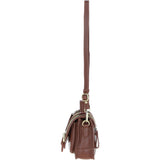 Ashwood Leather & Tweed Small Satchel Bag with Twist Lock Tan/Green Check: TW-33-010-TGNH