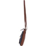 Authentic Ashwood Leather & Harris Tweed® Cloth Crossbody Bag Tan/Navy: TW-29-011-TN