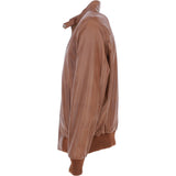 Men's Real Light Weight Leather Regular Fit Bomber Jacket Tan: G Bomber