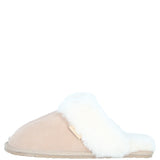 Classic Ladies Suede Sheepskin Slippers Beige