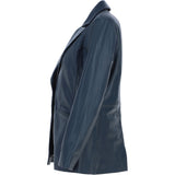 Womens Leather Fashion Single Breasted Blazer Navy: AWL-Blazer