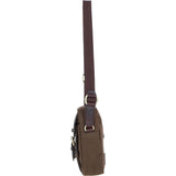 Fenland Canvas & Leather body Bag Brandy/Green: FEN-750