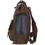 Fenland Canvas & Leather Backpack Brandy/green: FEN-755