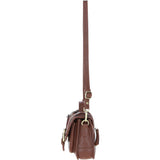 Ashwood Leather & Harris Tweed® Cloth Small Satchel Bag with Twist Lock Tan/Green/Red: TW-33-08-TR