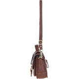 Ashwood Leather & Harris Tweed® Cloth Medium Satchel Bag with Twist Lock Tan/Navy: TW-34-011-TN