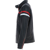 Ashwood Men's Leather Biker Jacket with Red Stripe Black: AWM-BOXER
