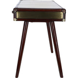 Luxury Real Leather 3-Drawer Desk Chestnut: LF-154