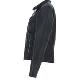 Real Leather Ladies Biker Jacket with Mandarin Collar Black: AWL-N32