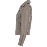 Ladies Veg Tanned Leather Biker Jacket Biscuit: AWL-80