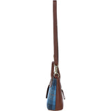 Ashwood Leather & Harris Tweed® Cloth Handbag with Removable Crossbody Strap Tan/LT Blue: TW-21-05-TB
