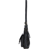 Compact Leather Messenger Bag with Front Buckle Pocket Black: TL-005